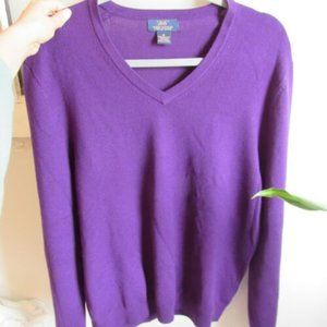 346 Brooks Brothers Purple Extra Fine Merino V Neck Sweater M
